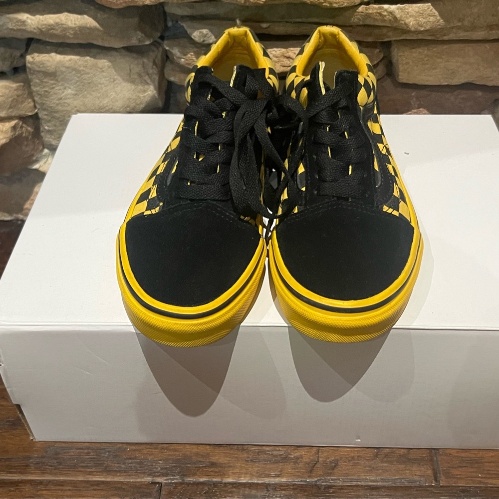 Vans Black and Yellow Checkered Sneakers